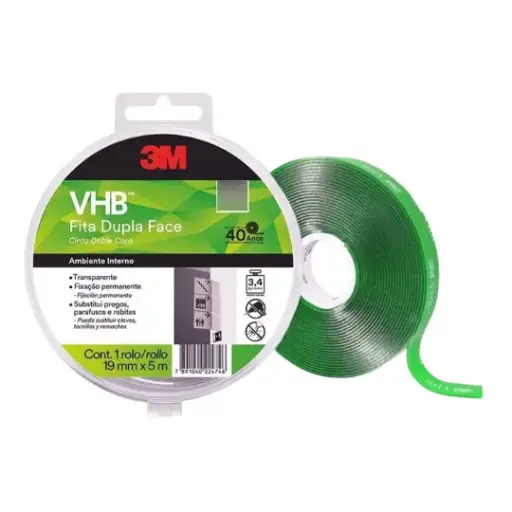 CINTA DOBLE FAZ TRANSPARENTE 3M VHB 4910 19MM X 5 MTS